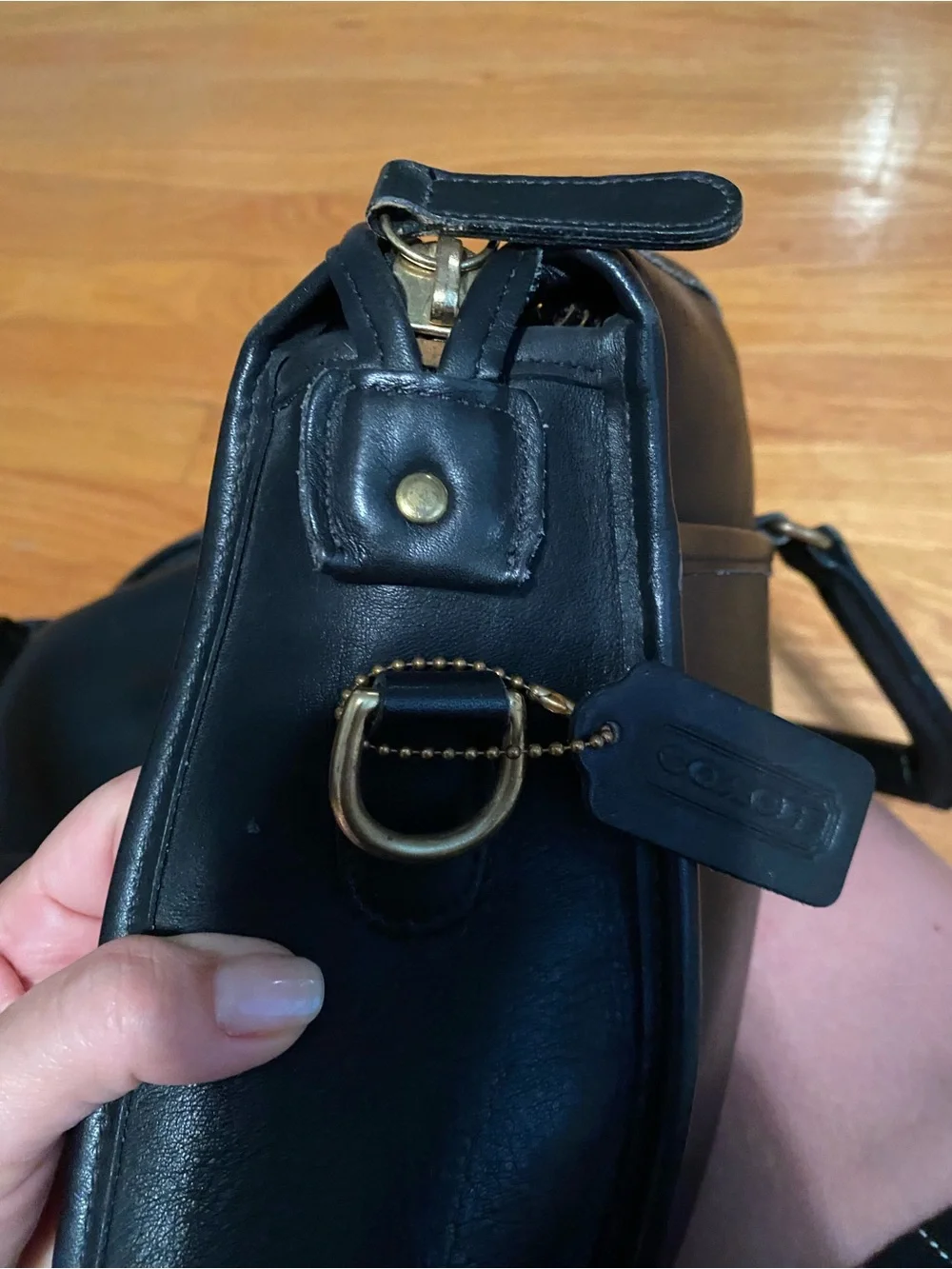 Coach Black Leather Briefcase with Gold Buckle Harrison style 5283